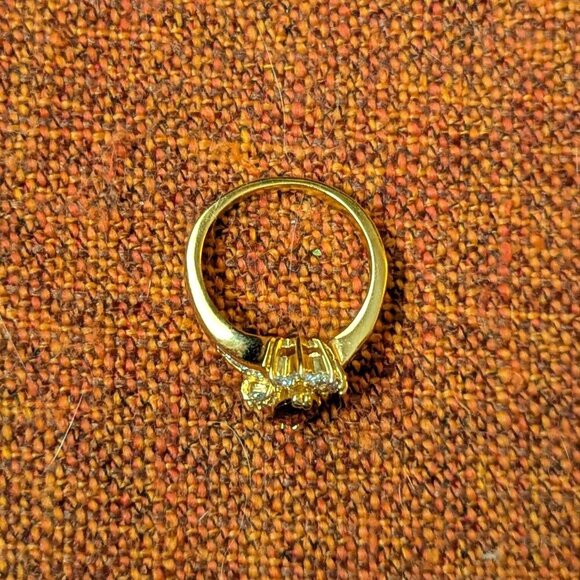 Joseph Cleary Gold Tone Ring Marquee Cut Red Garnet Bypass Statement JC - Picture 6 of 12